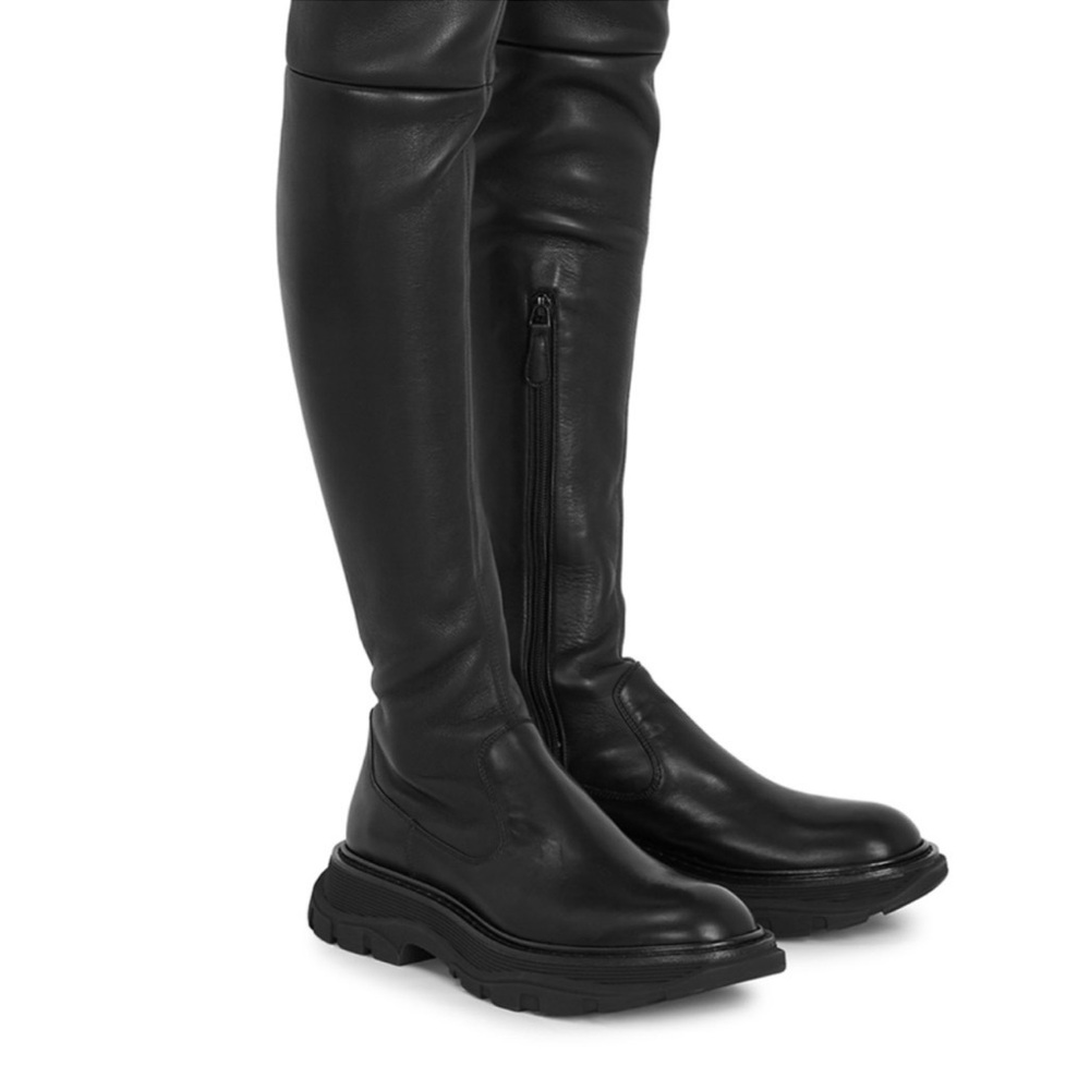 ALEXANDER MCQUEEN Tread Leather Over-The-Knee Boots Size 36 - Picture 2 of 16
